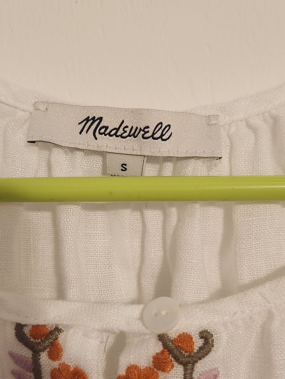 Madewell Embroidered Linen-Blend Raglan Ruffle Mini Dress - Picture 4 of 8